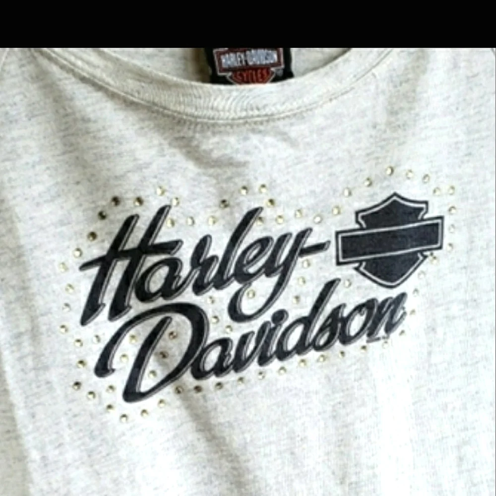 Harley Davidson Shirt Authentic  100% Cotton Elbow L - XL Heather Cream New - Picture 3 of 10